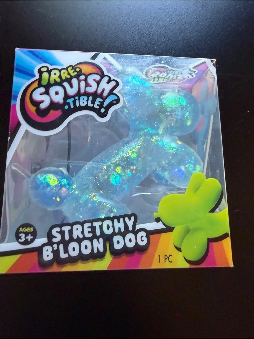 New Squishy Stretchy Balloon B'Loon Dog Blue Glitter Toy Fidget Twisty Crunchy